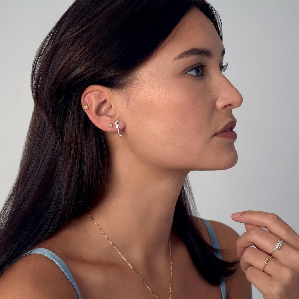 A.M. Asymmetric Starfish Stud Earrings Silver