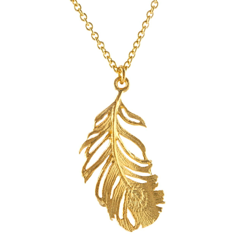 A.M. Peacock Feather Necklace Gold
