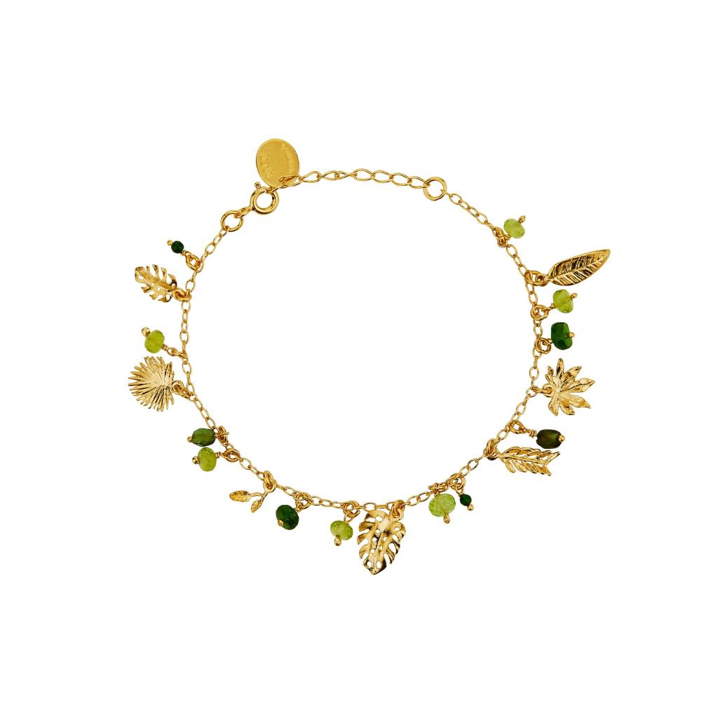 A.M. Tropical Leaf Charm Bracelet Gold