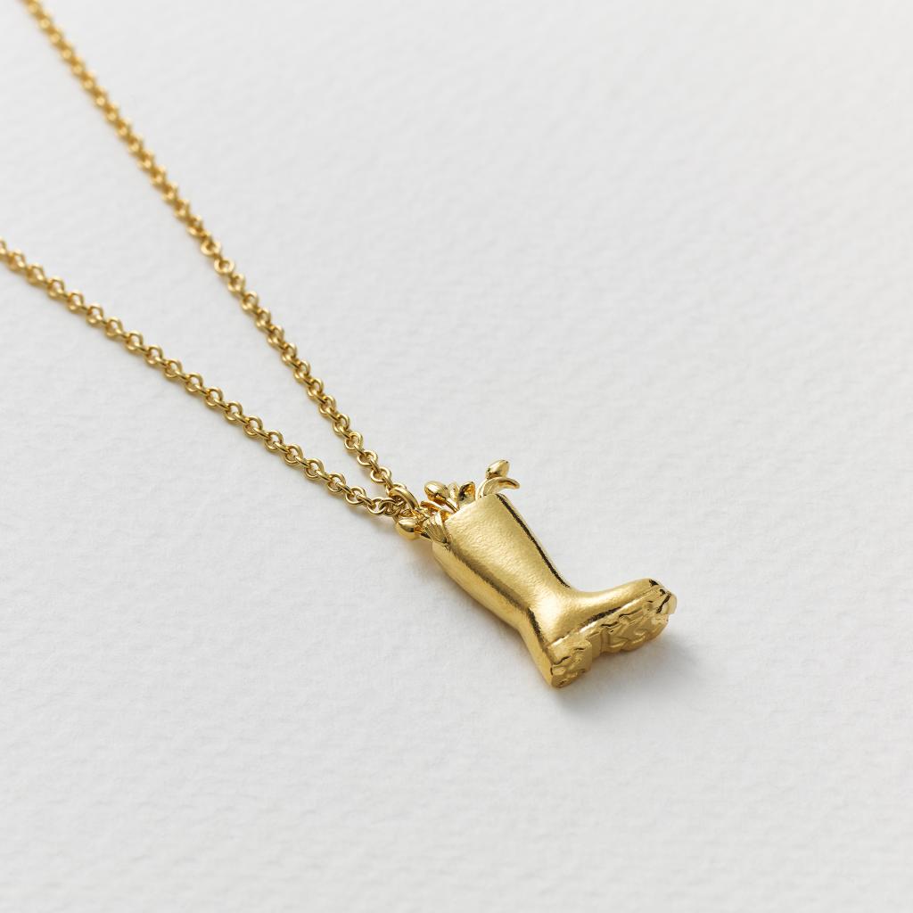 A.M. Tulip Filled Wellington Boot Necklace Gold