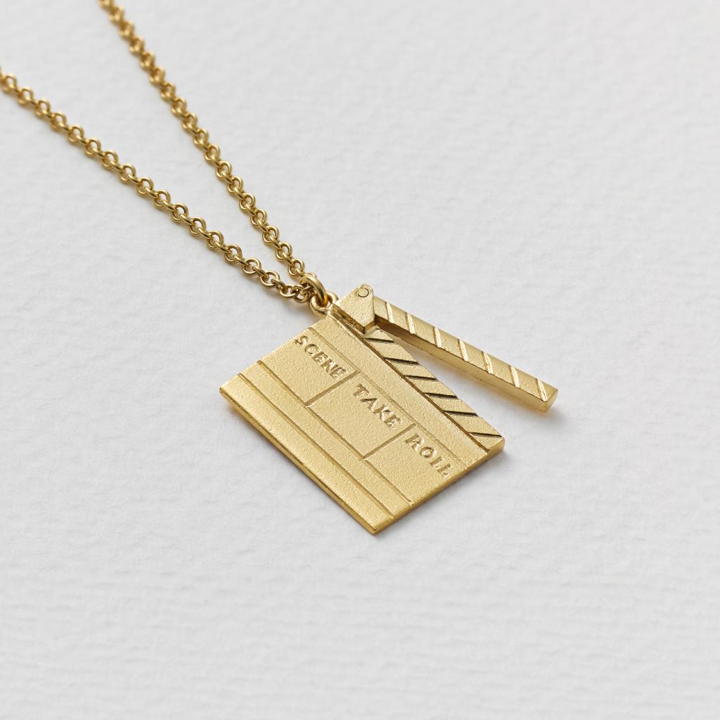 A.M. Going to the Movies Clapperboard Necklace Gold