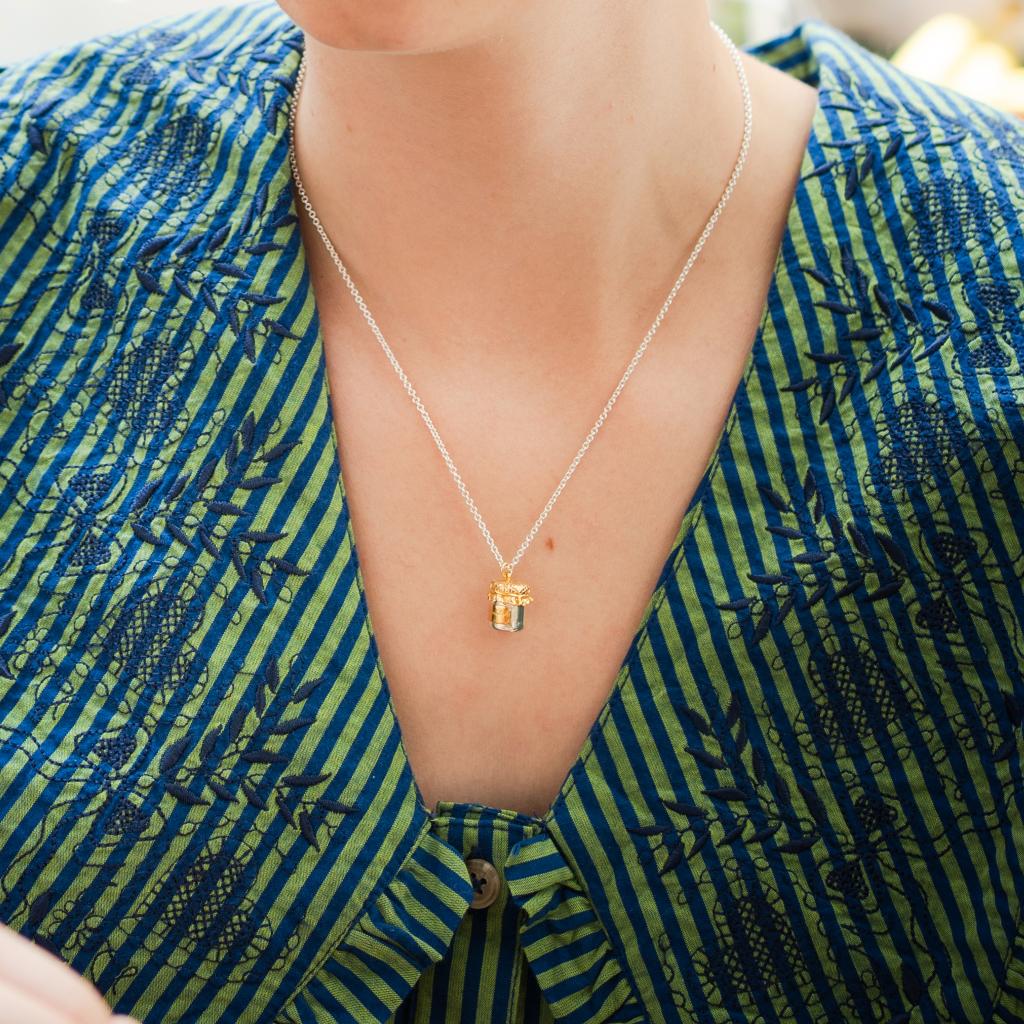 A.M. Marmalade Jar Necklace, Silver with Gold Plated Details