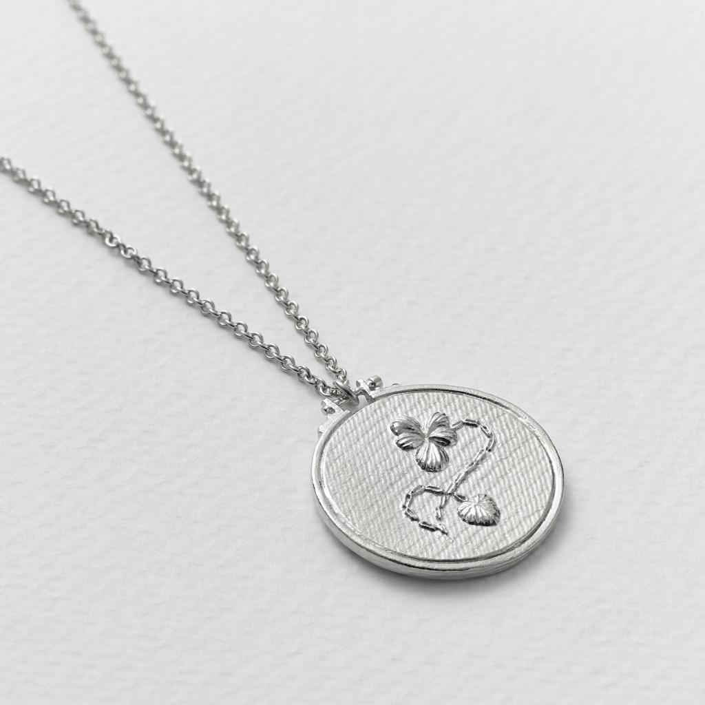 A.M. Embroidery Hoop Necklace Silver