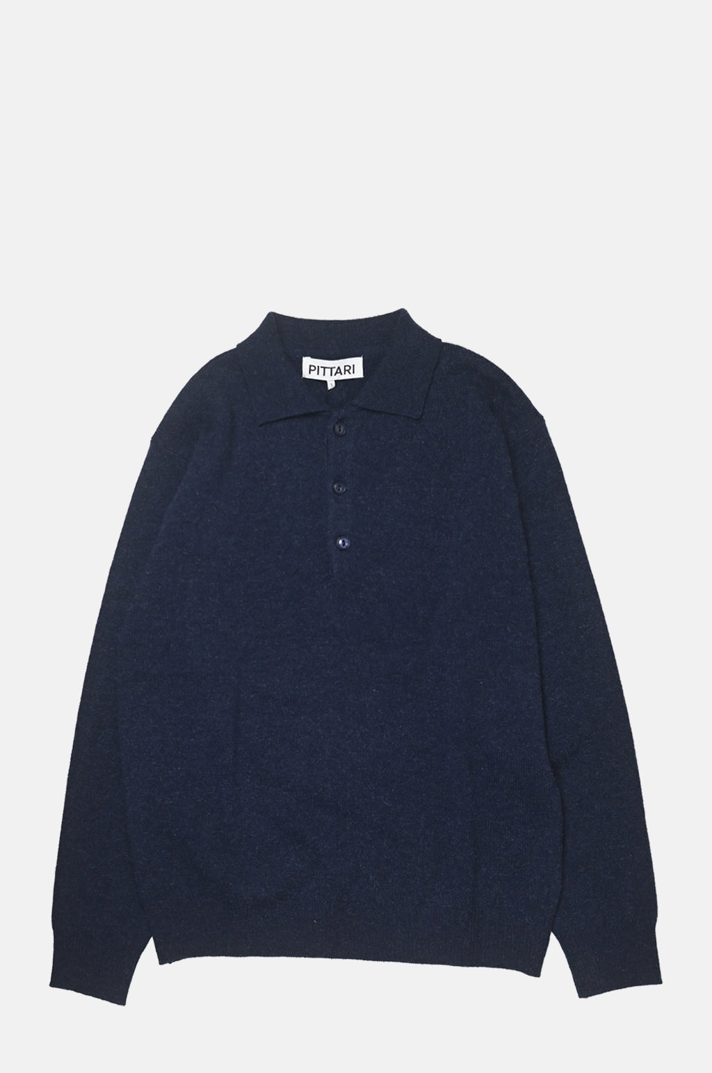 Pittari LS Merino Polo Indigo Mel.