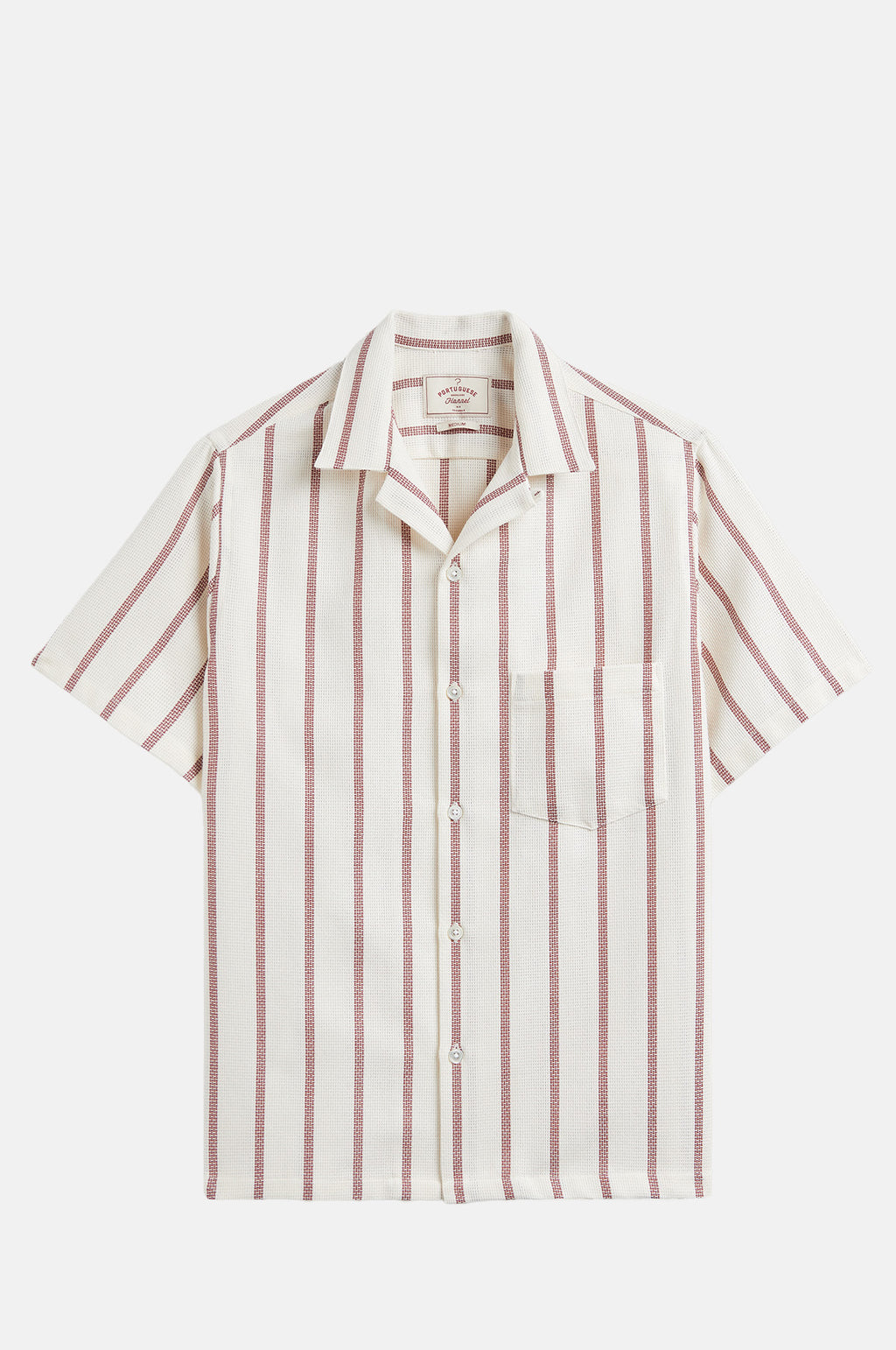 Portuguese Flannel Piquet Stripe Shirt Bordeaux.