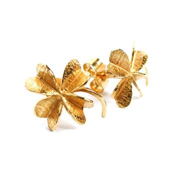 A.M. Lucky Clover Stud Earrings Gold