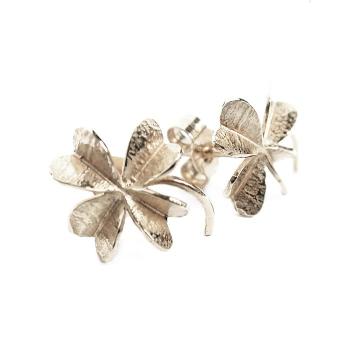 A.M. Lucky Clover Stud Earrings Silver
