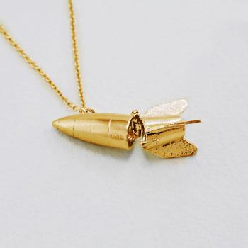 A.M. Rocket Locket Necklace Gold