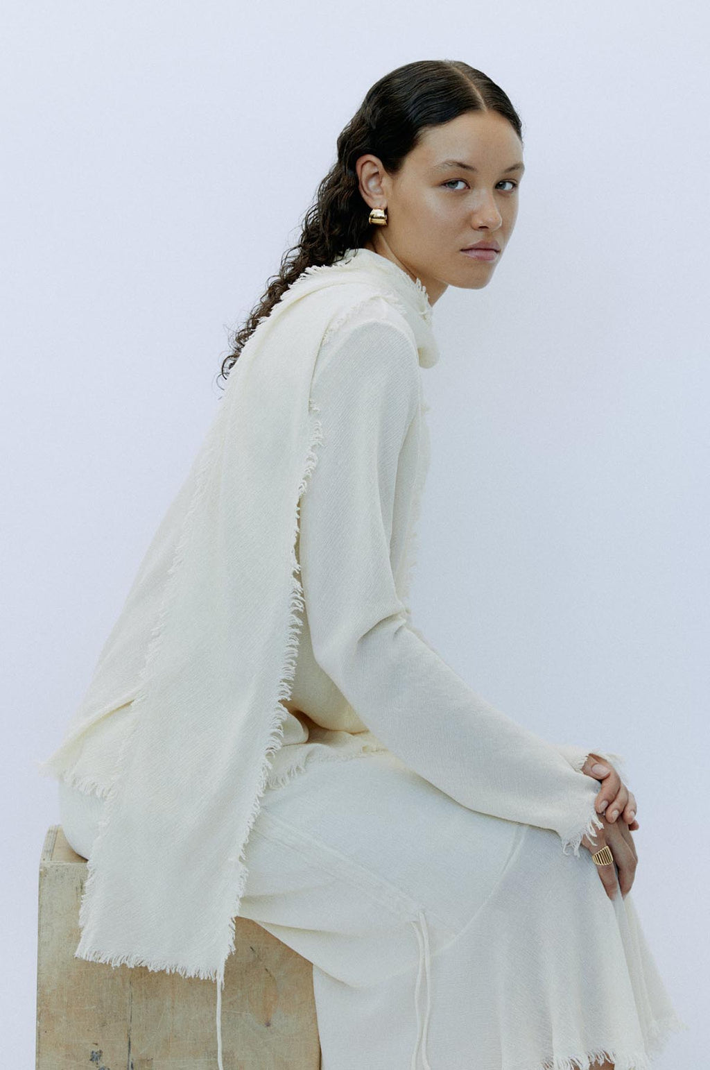 Contour Hoop Gold Earrings