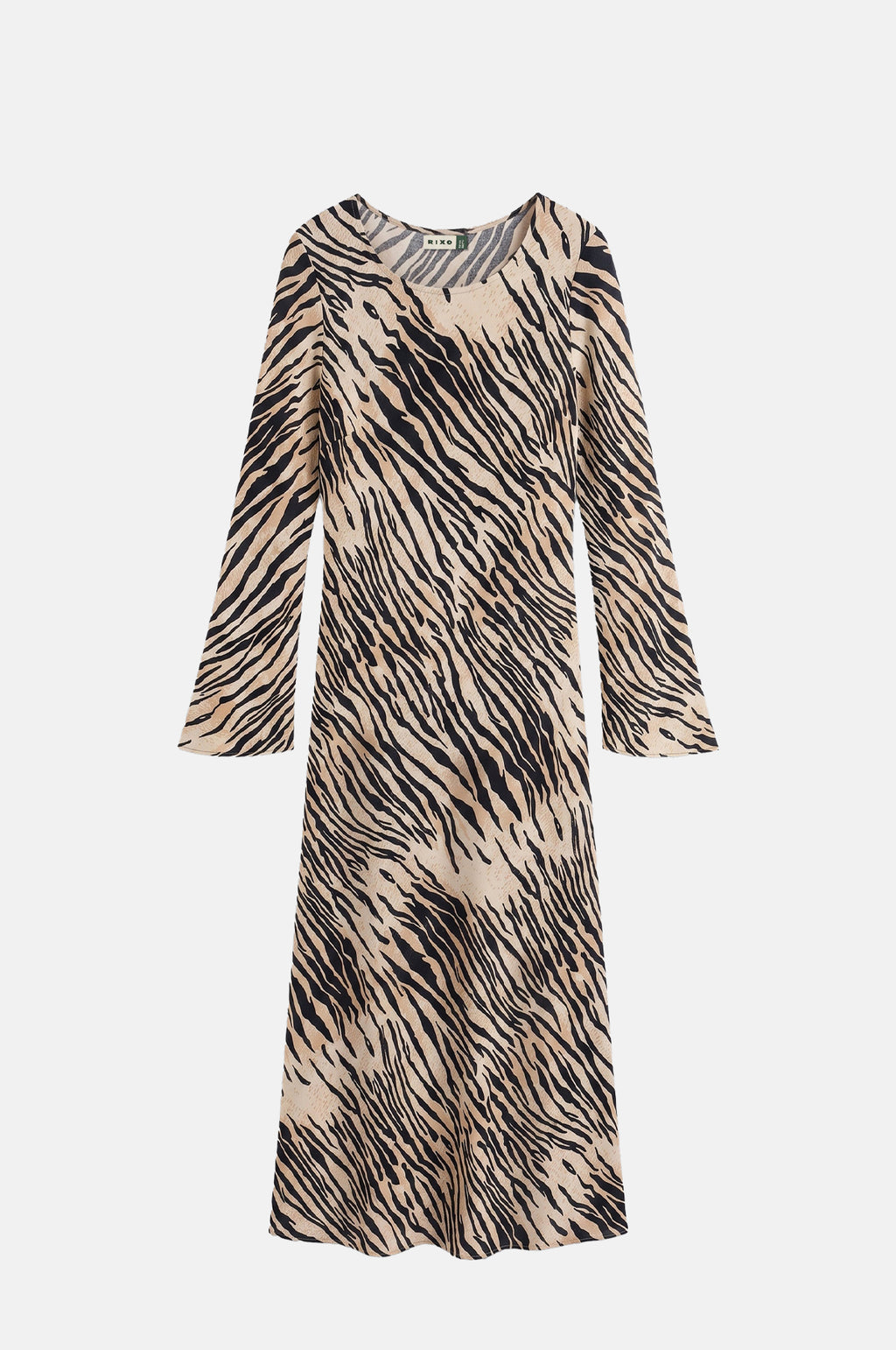 Rixo Amal Dress Cooper Tiger Beige.