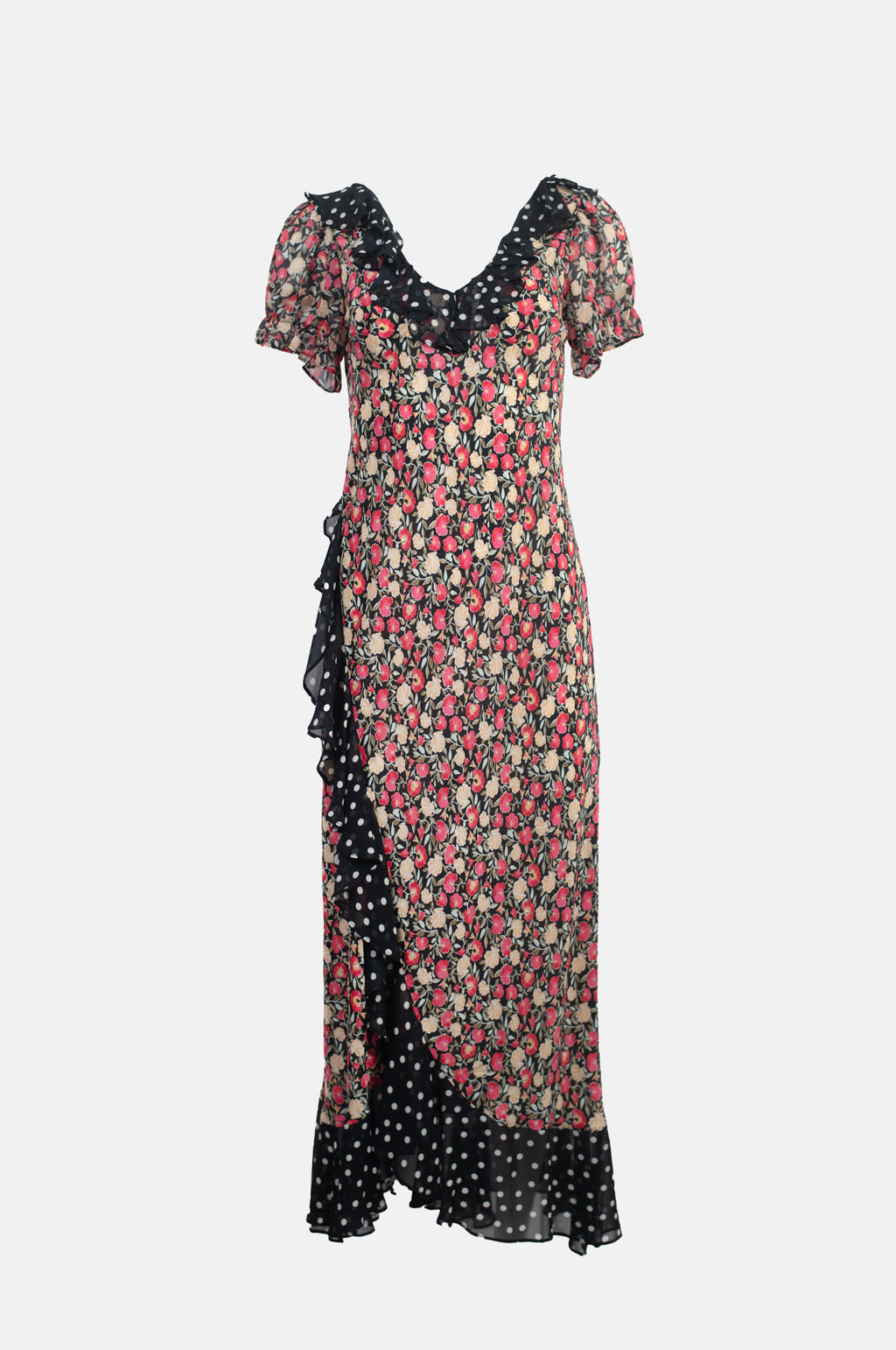 Rixo Clementina Dress Shell Spot Mix Black.
