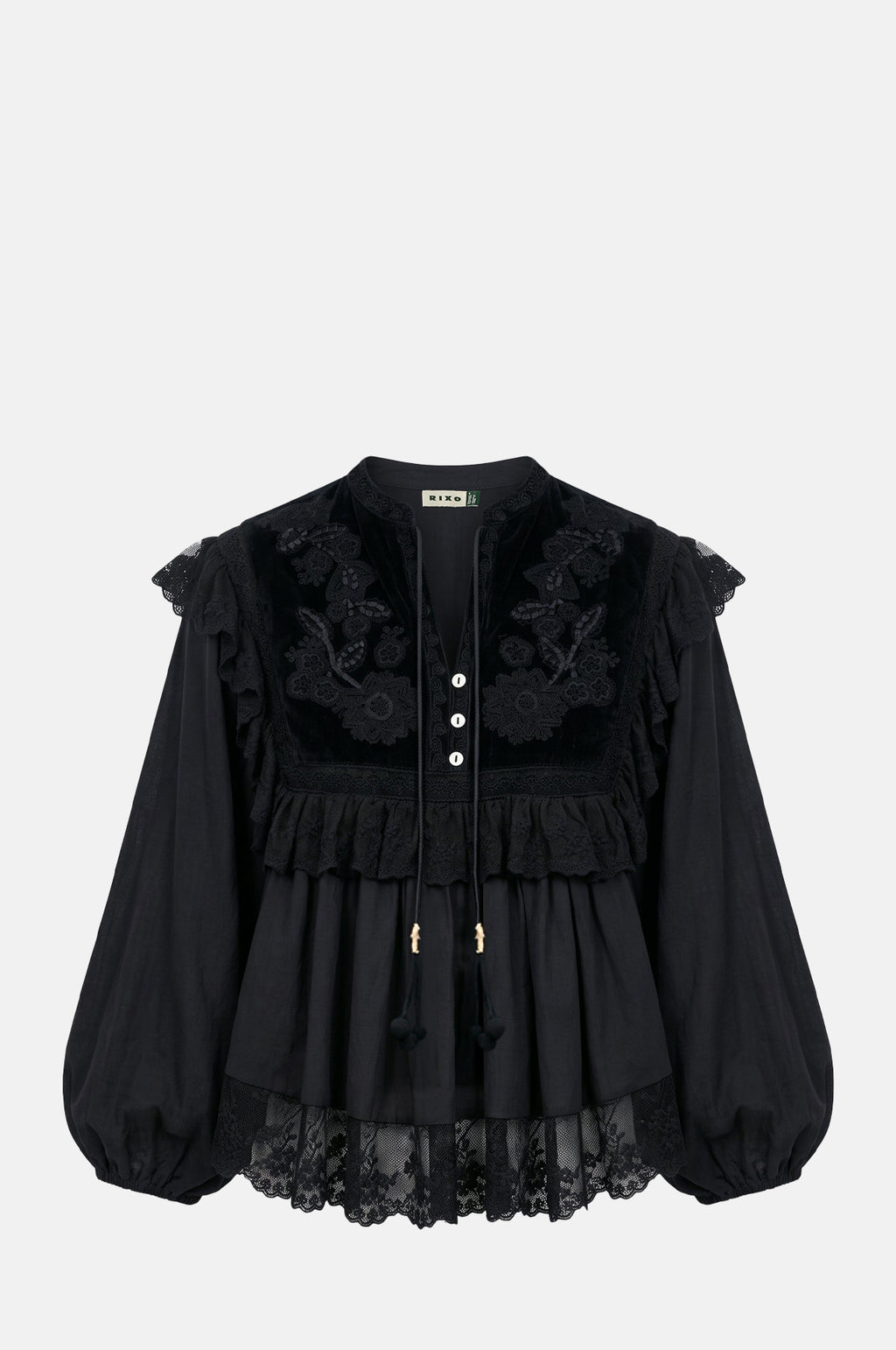 Rixo Diann Top Lilly Embroidery Black.