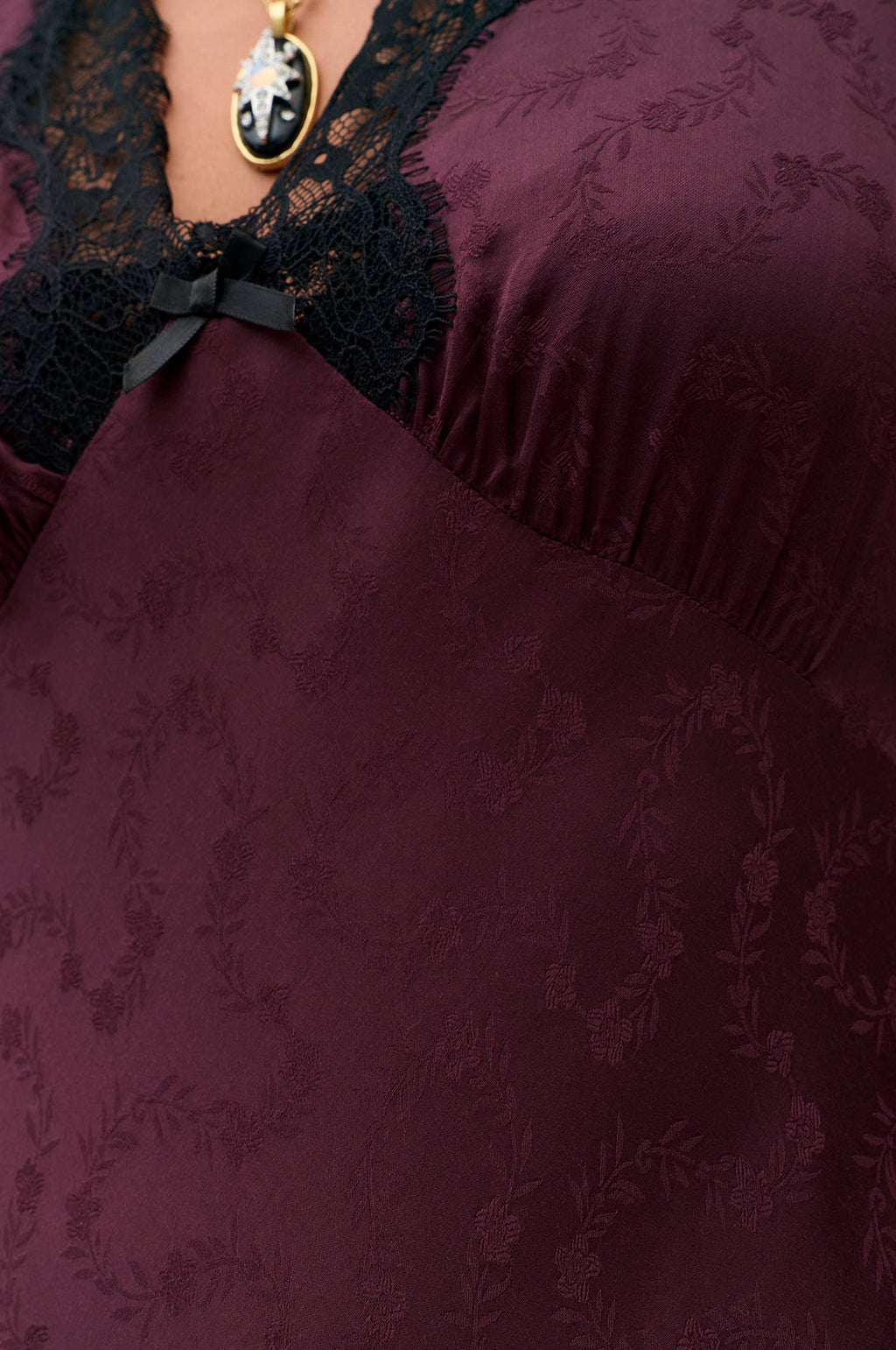 Fern Dress Floral Trail Jacquard Wine