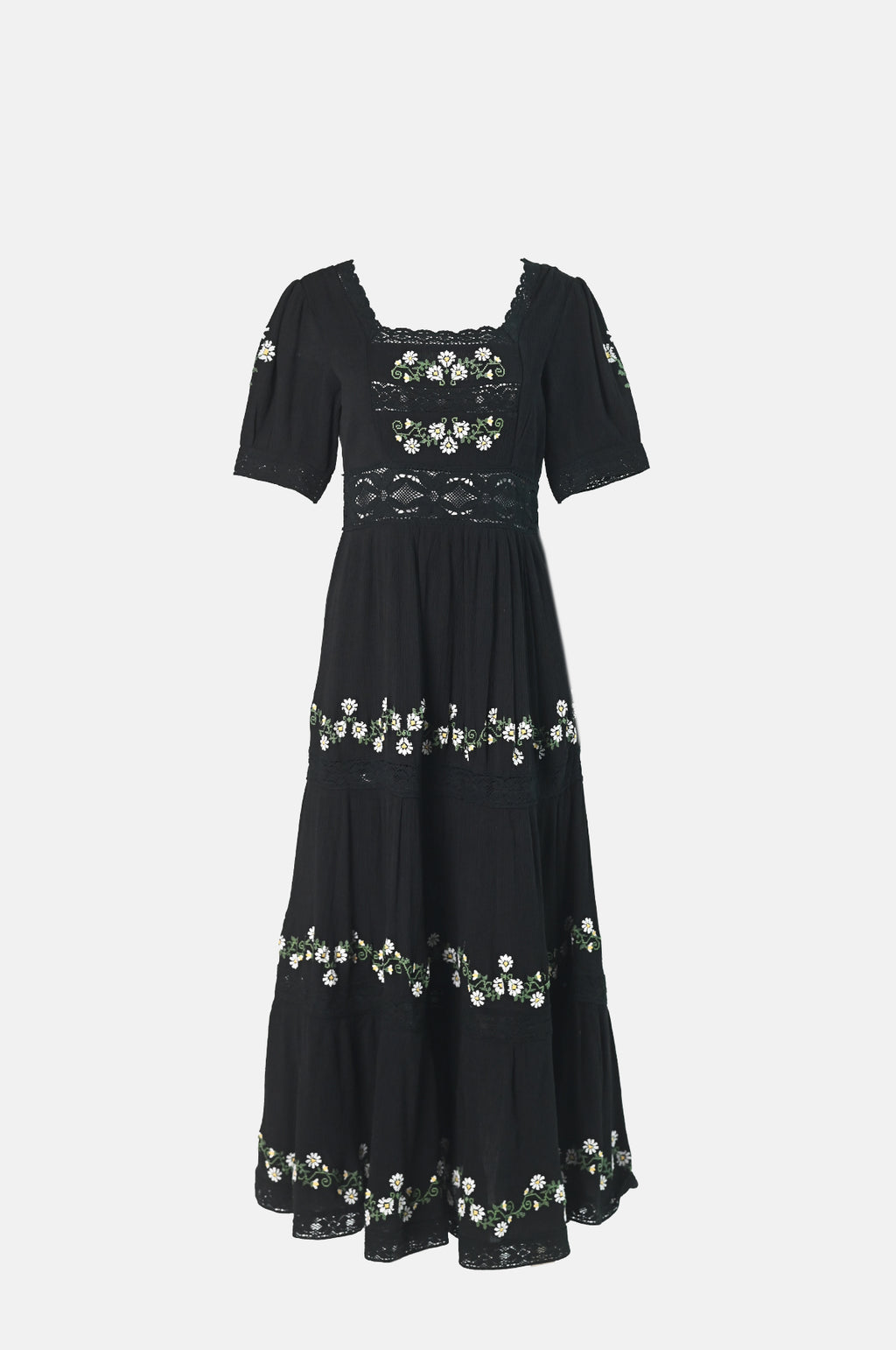 Rixo Philippa Dress Lilia Embroidery Black.