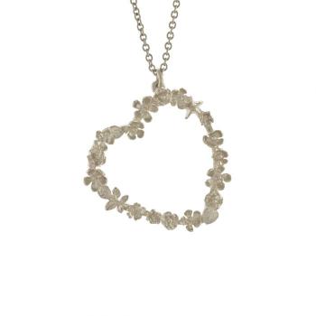 A.M. Floral Heart & Star Necklace Silver