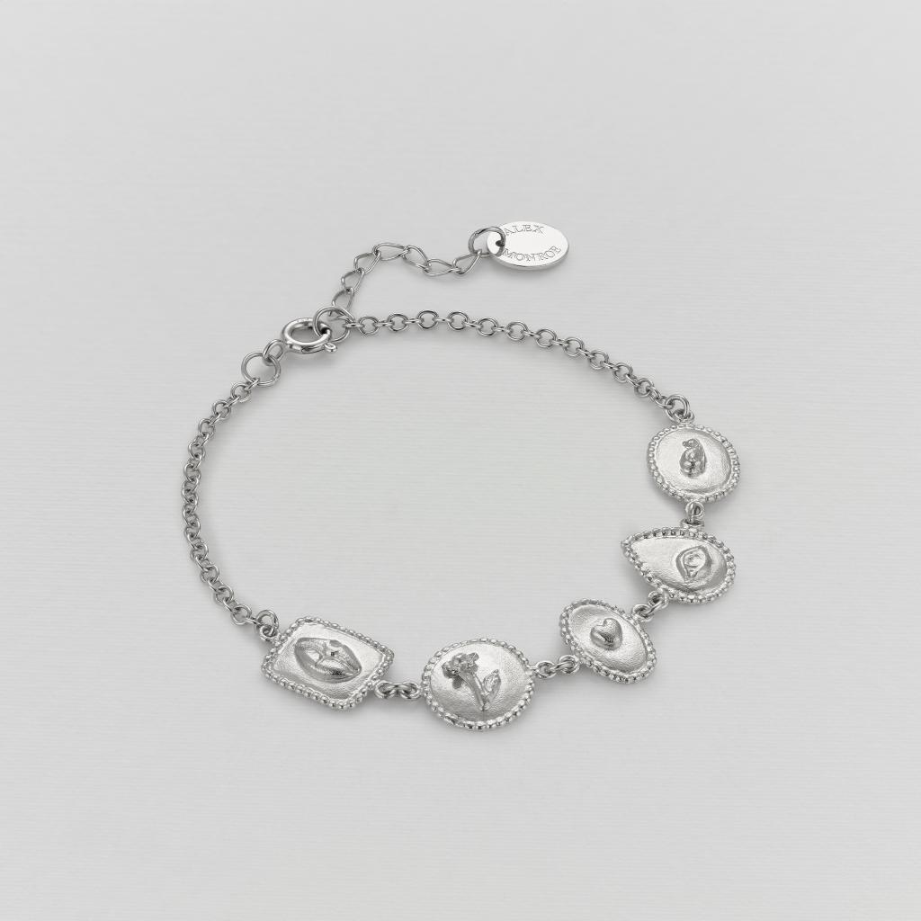 A.M. Gratitude for Nature Linked Station Bracelet Silver