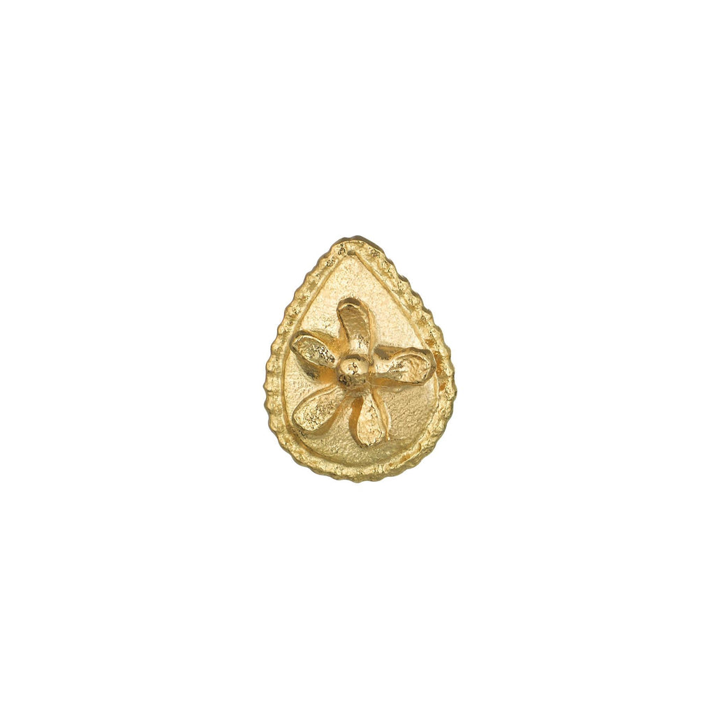 A.M. Teardrop Ex-voto Flower Single Stud Earring Gold
