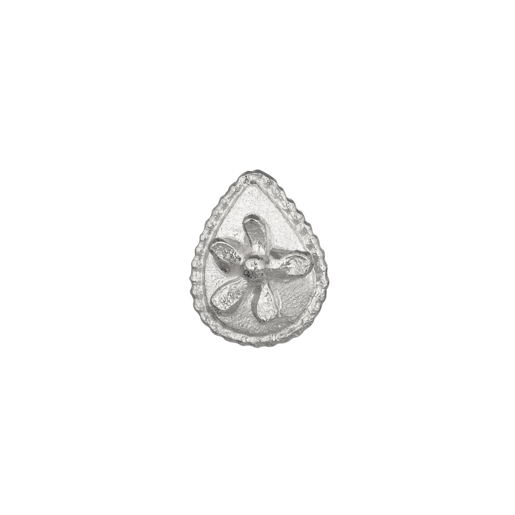 A.M. Teardrop Ex-voto Flower Single Stud Earring Silver
