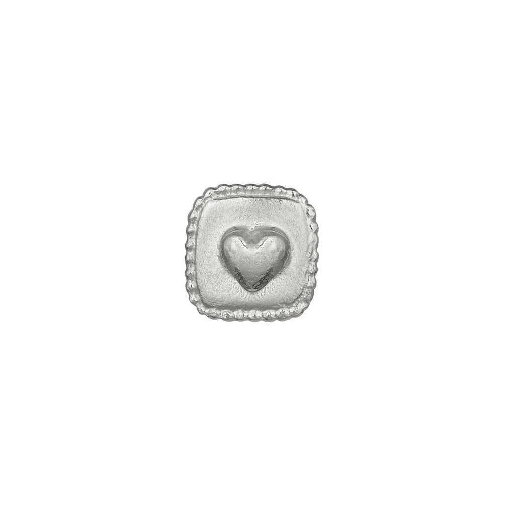 A.M. Square Ex-voto Heart Single Stud Earring Silver