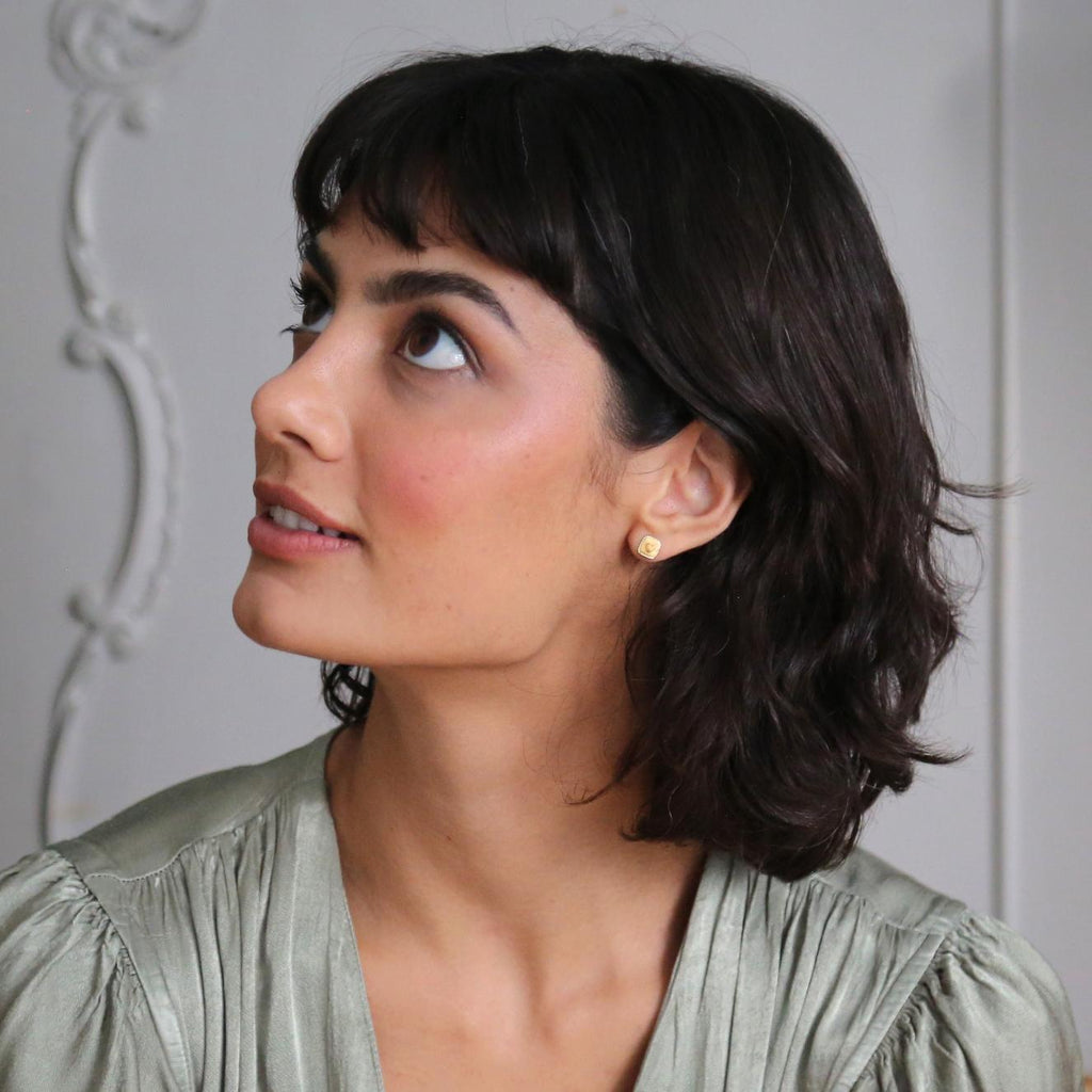 A.M. Square Ex-voto Heart Single Stud Earring Silver