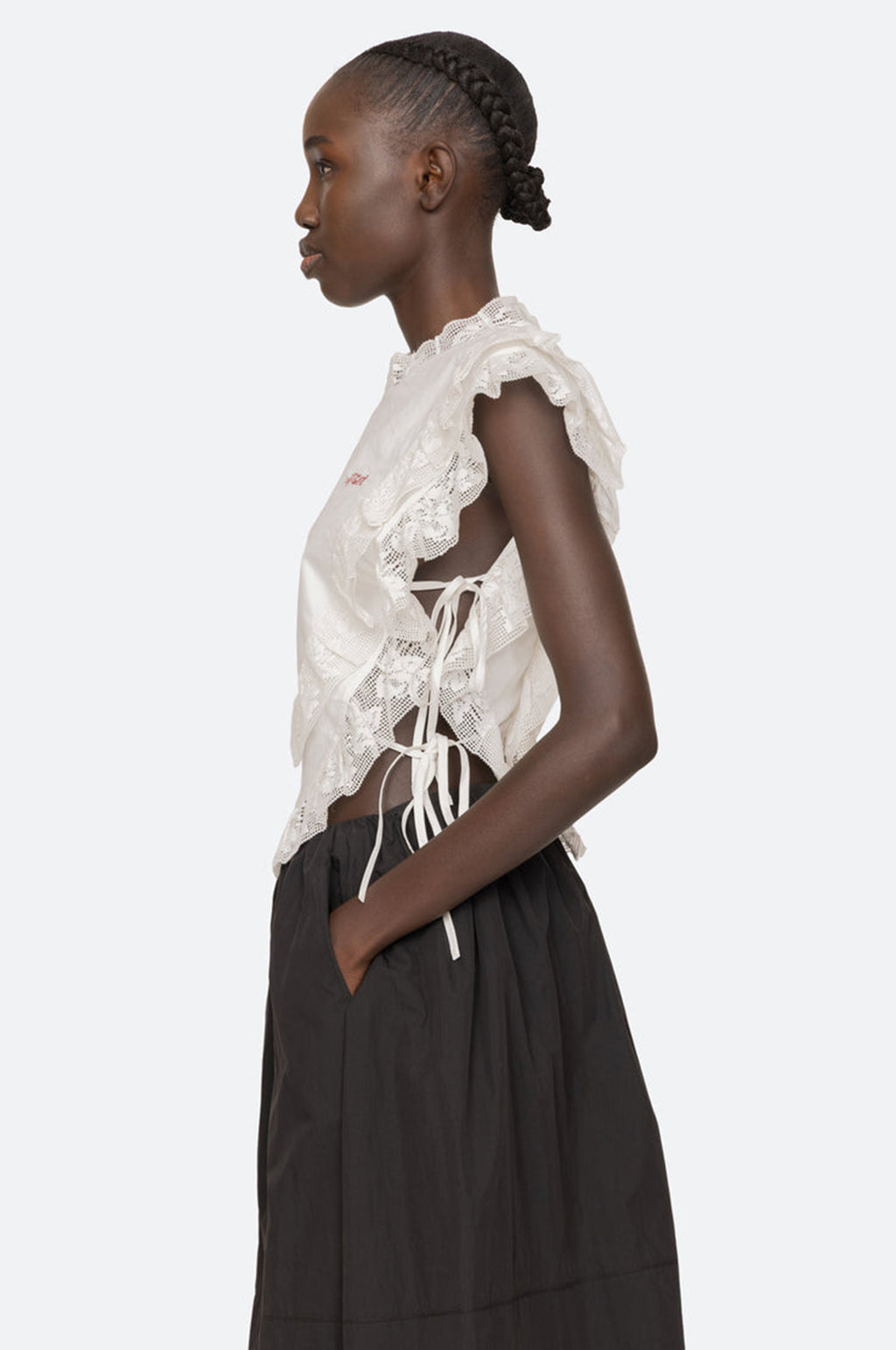 Abelene Solid Side Tie Tank Top White