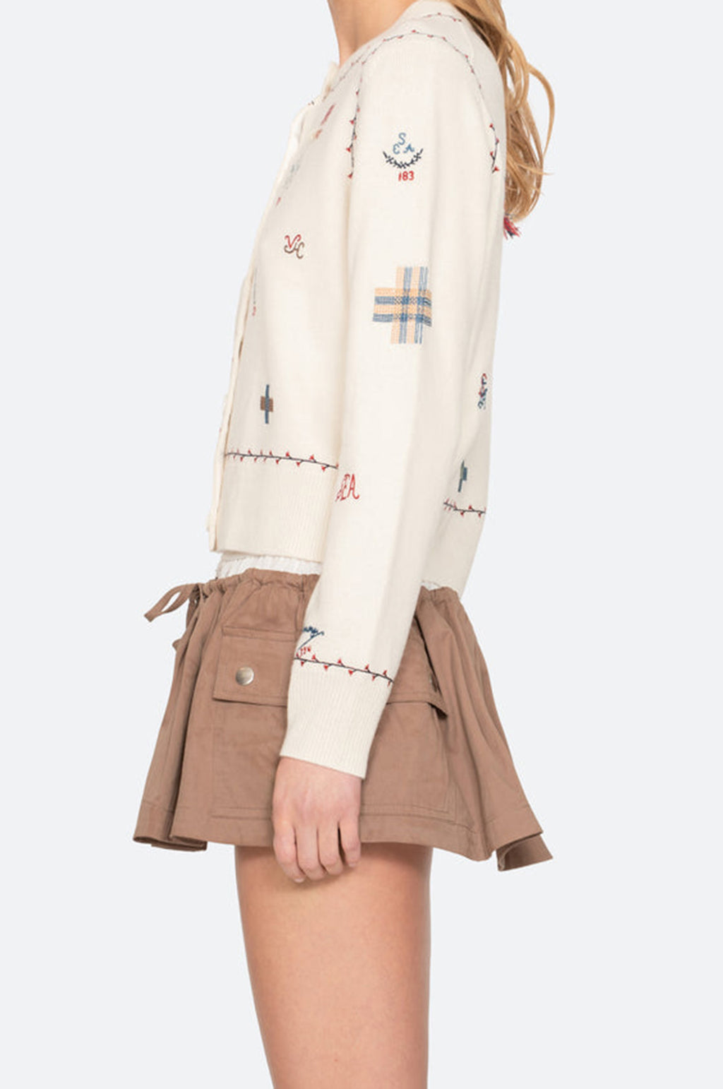 Claira Emb Knit Cardigan Cream