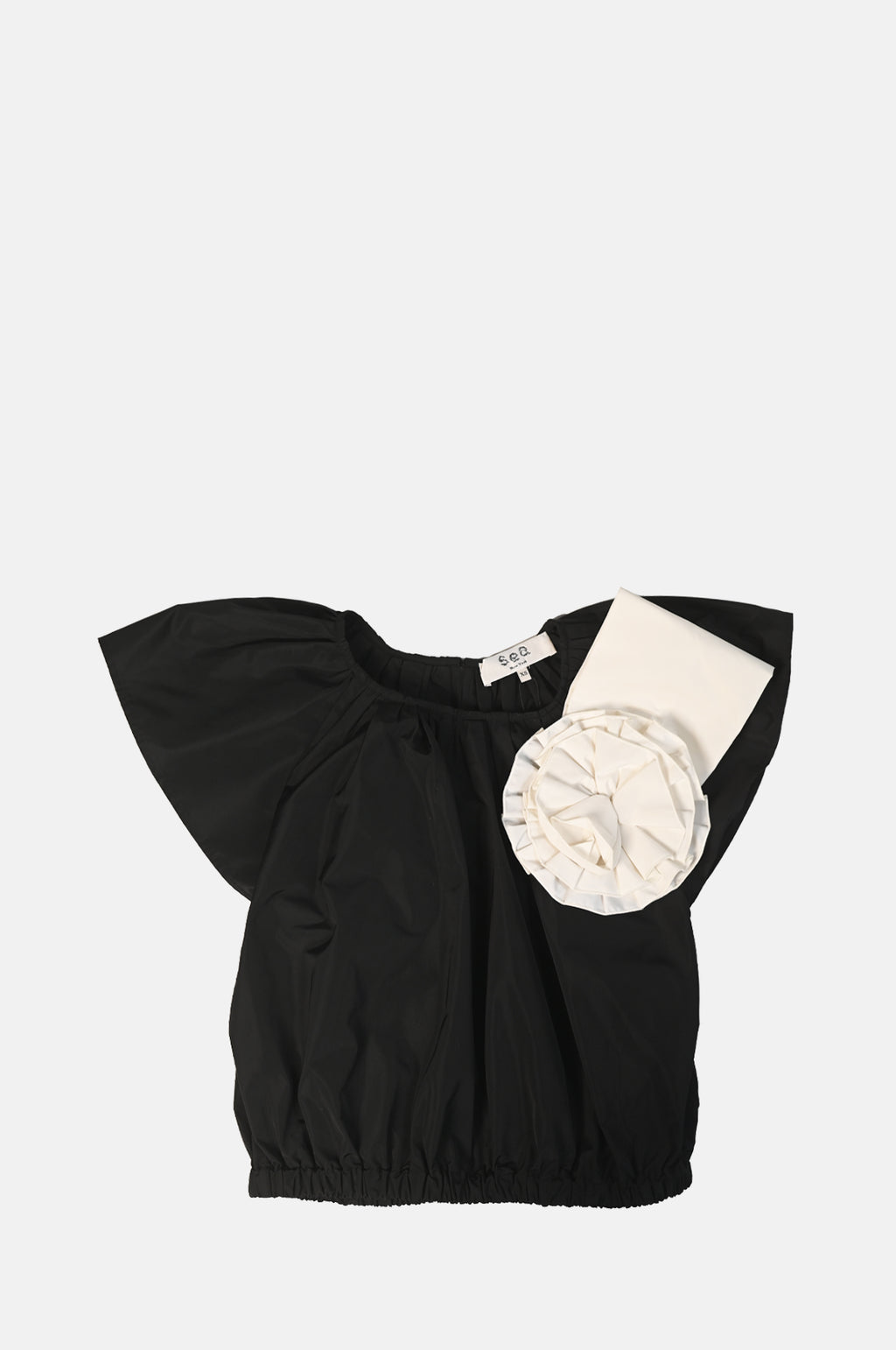 Sea New York Laurie Solid Flutter Slv Top Black.