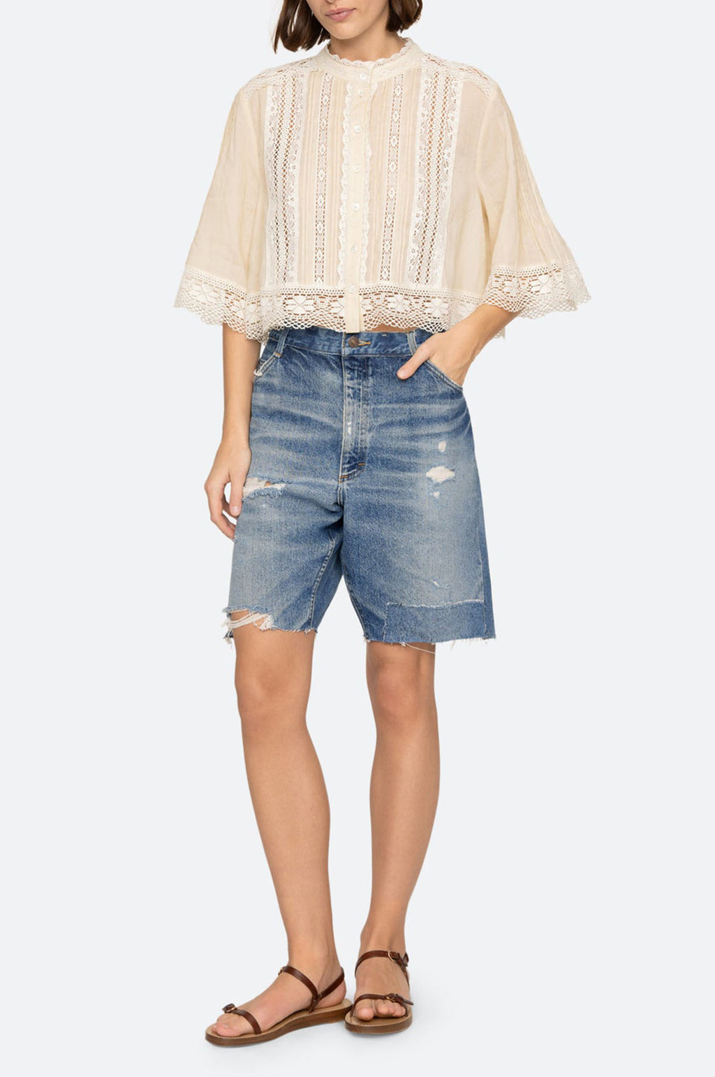 Pippa Solid S/Slv Top Cream