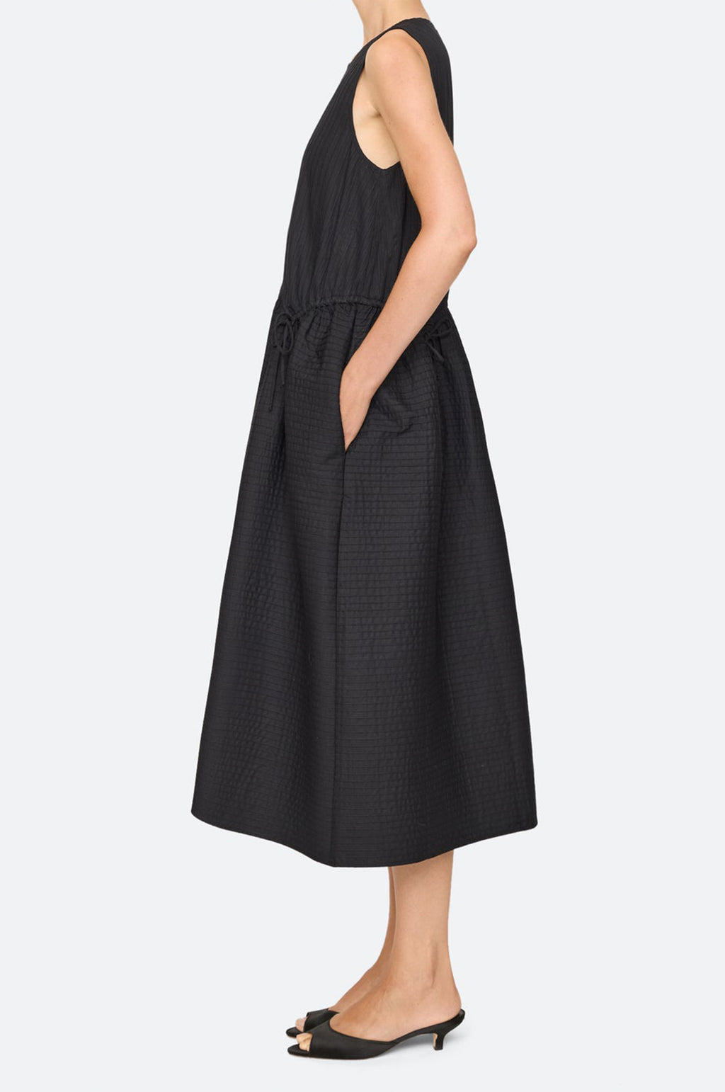 Roni Solid Slvless Dress Black