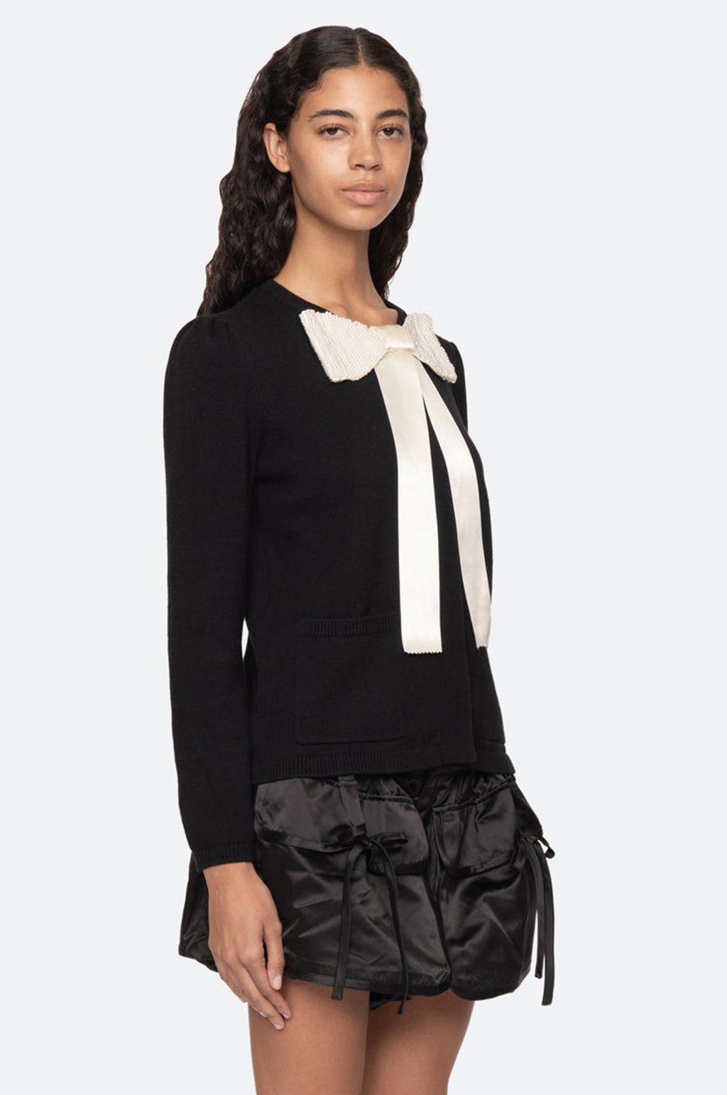 Seraphine Solid Knit Cardigan Black