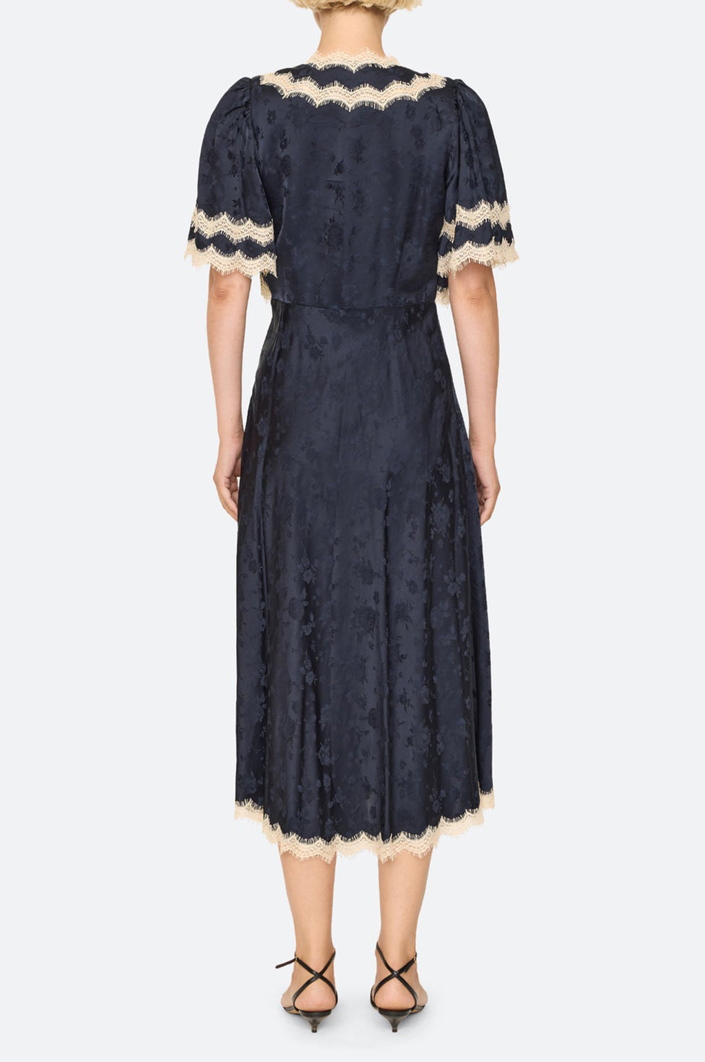 Shay Lace Cape Midi Dress Navy
