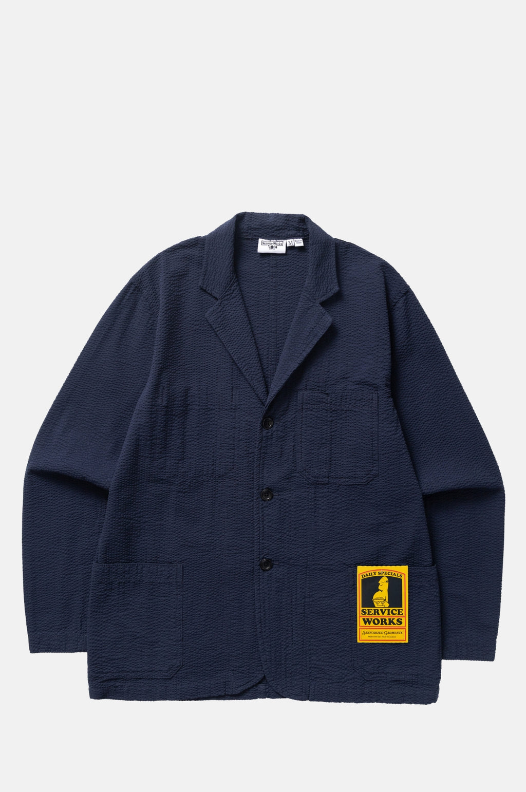 Service Works Seersucker Server Suit Jacket Dark Navy.