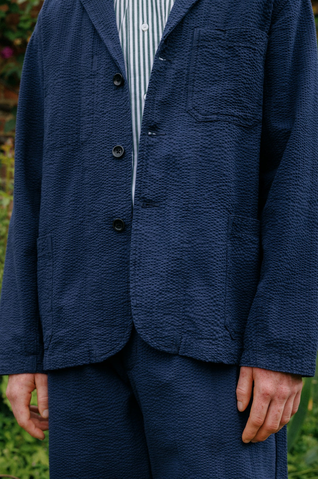Seersucker Server Suit Jacket Dark Navy