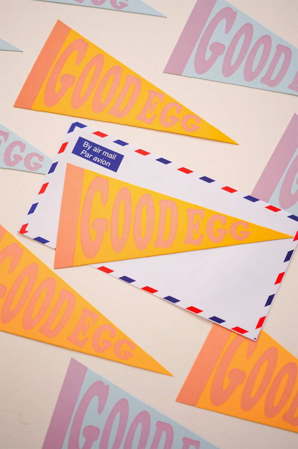 Good Egg Pennant Card Pink & Egg Yolk