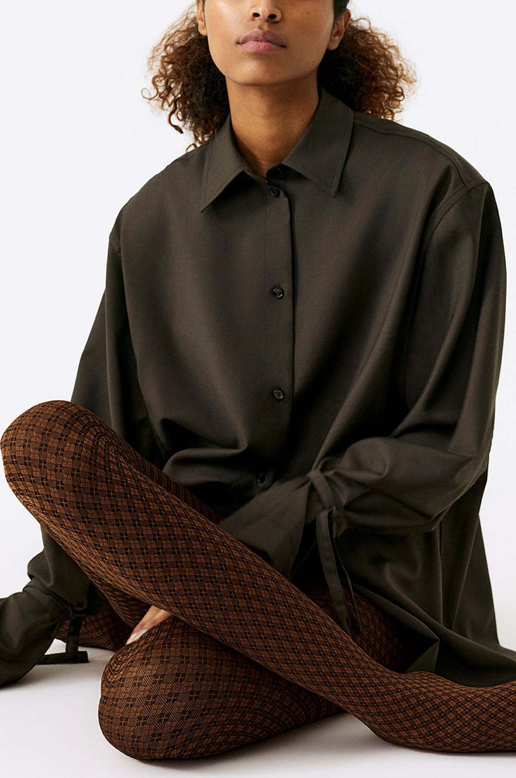 Clara Retro Patterned Tights Bourbon