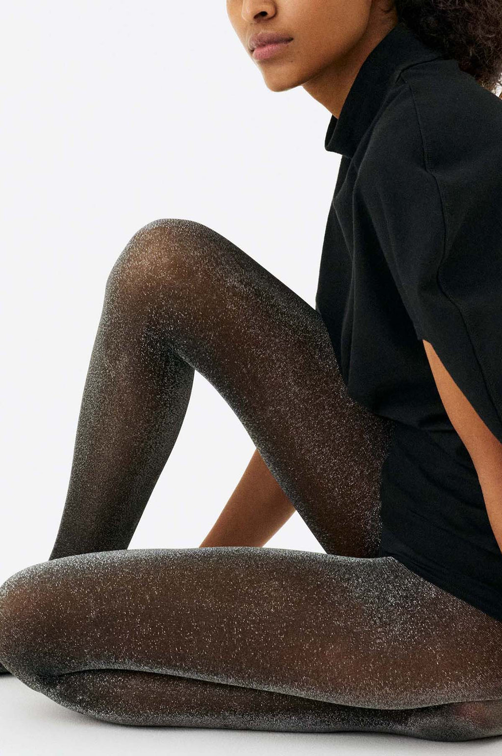 Tora Shimmery Tights Black/Silver