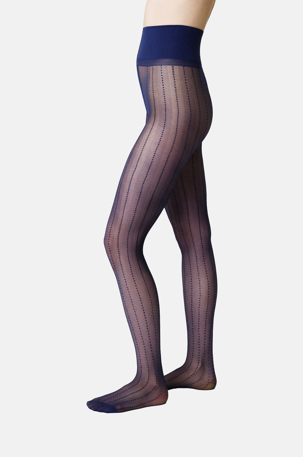 Swedish Stockings Viveca Stripe Tights Dark Indigo.