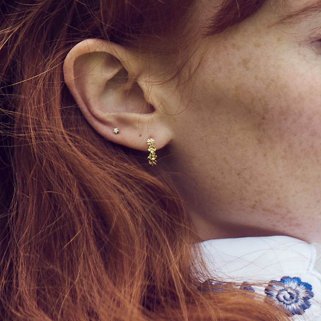 A.M. Floral Mini Hoop Earrings 18ct Solid Gold