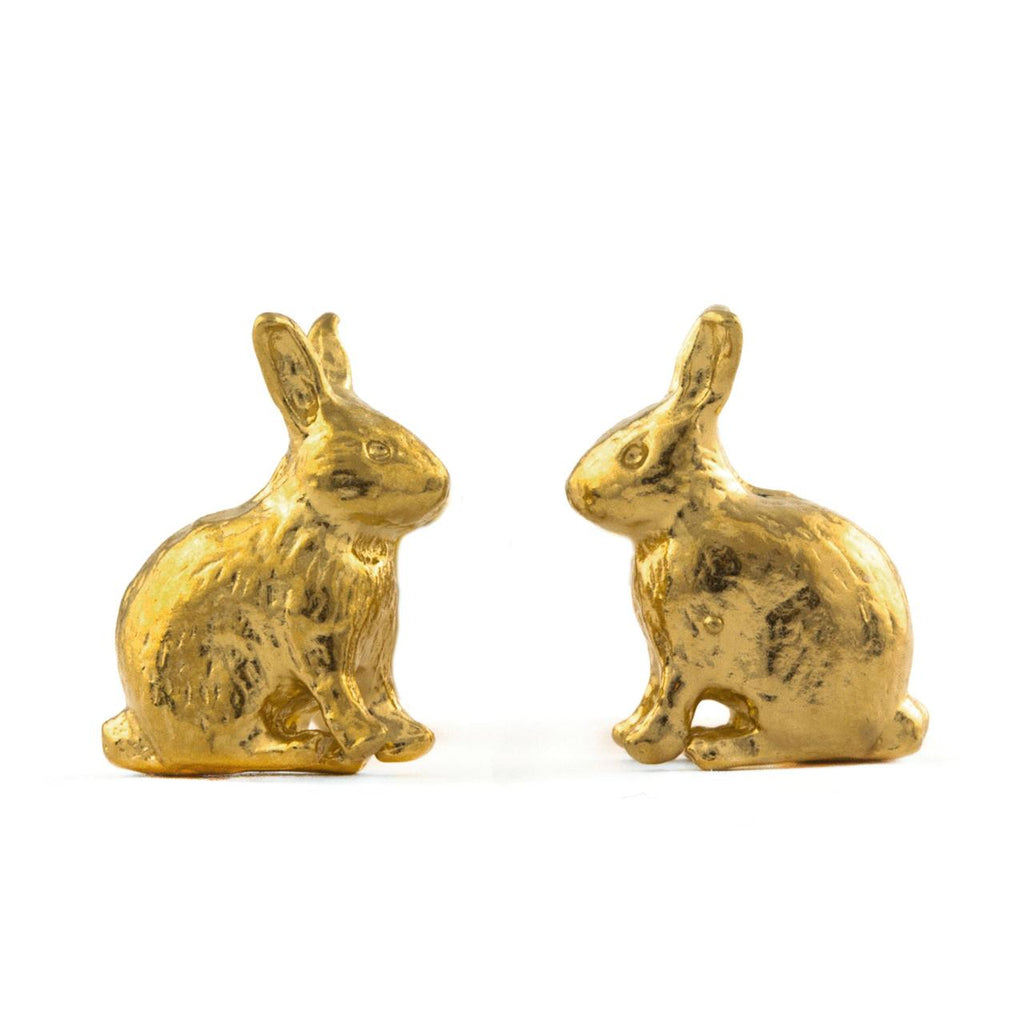 A.M. Sitting Bunny Stud Earrings Gold