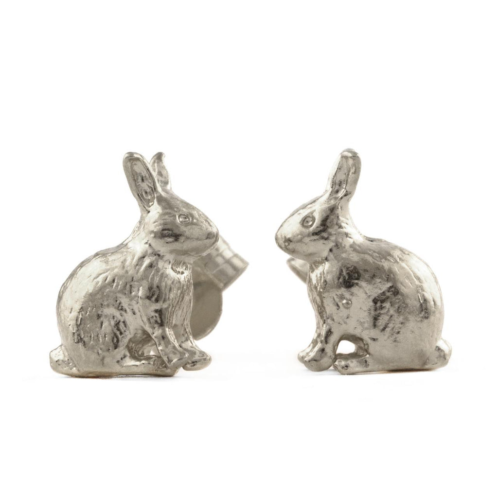 A.M. Sitting Bunny Stud Earrings Silver