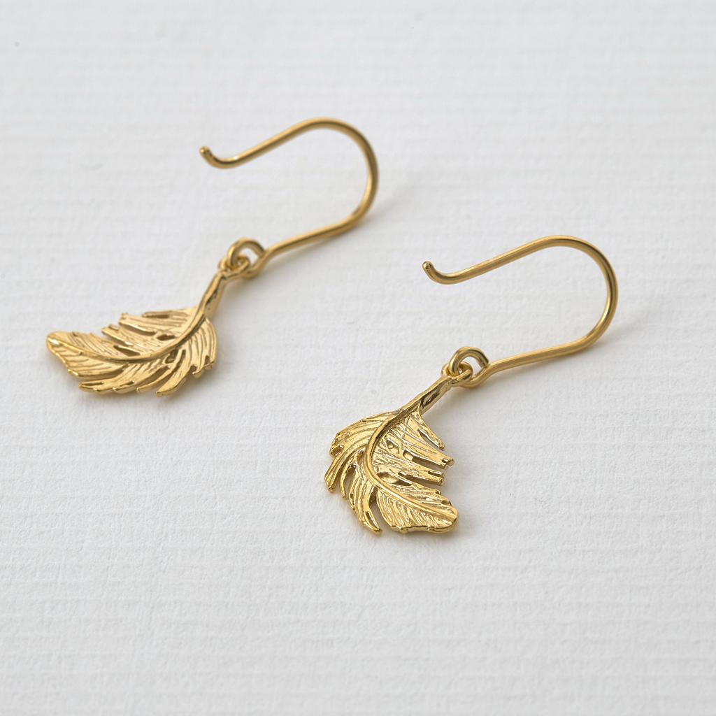 A.M. Little Feather Hook Earrings Gold