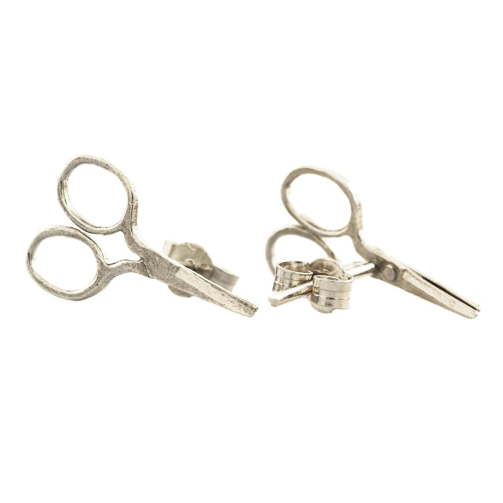 A.M. Little Sewing Scissor Stud Earrings Silver