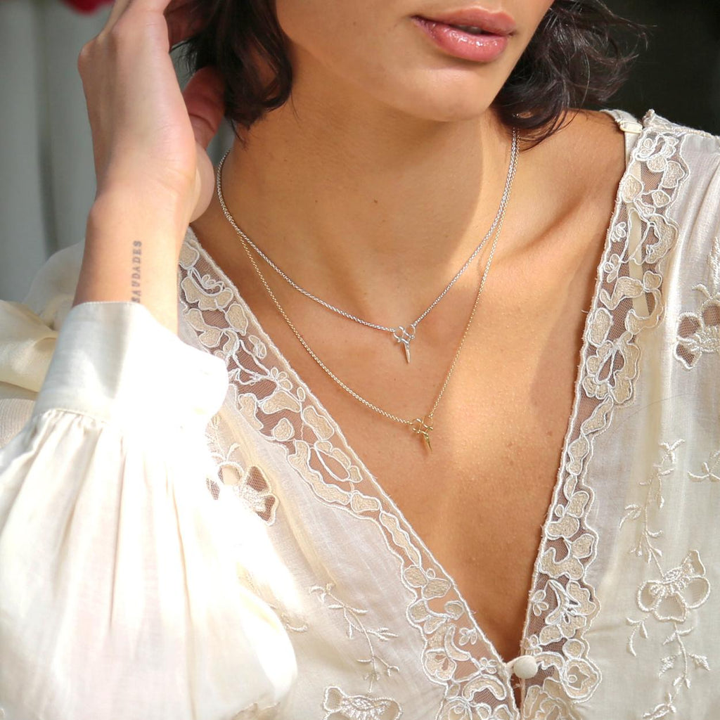 A.M. Little Inline Sewing Scissors Necklace Silver