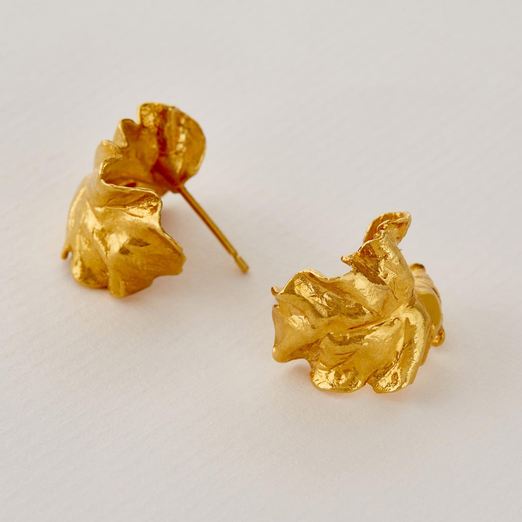 A.M. Chard Leafy Hoop Earrings Gold