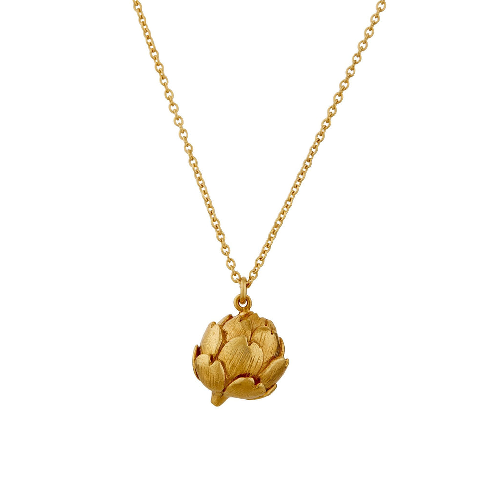 A.M. Artichoke Necklace with Engraved Heart Gold