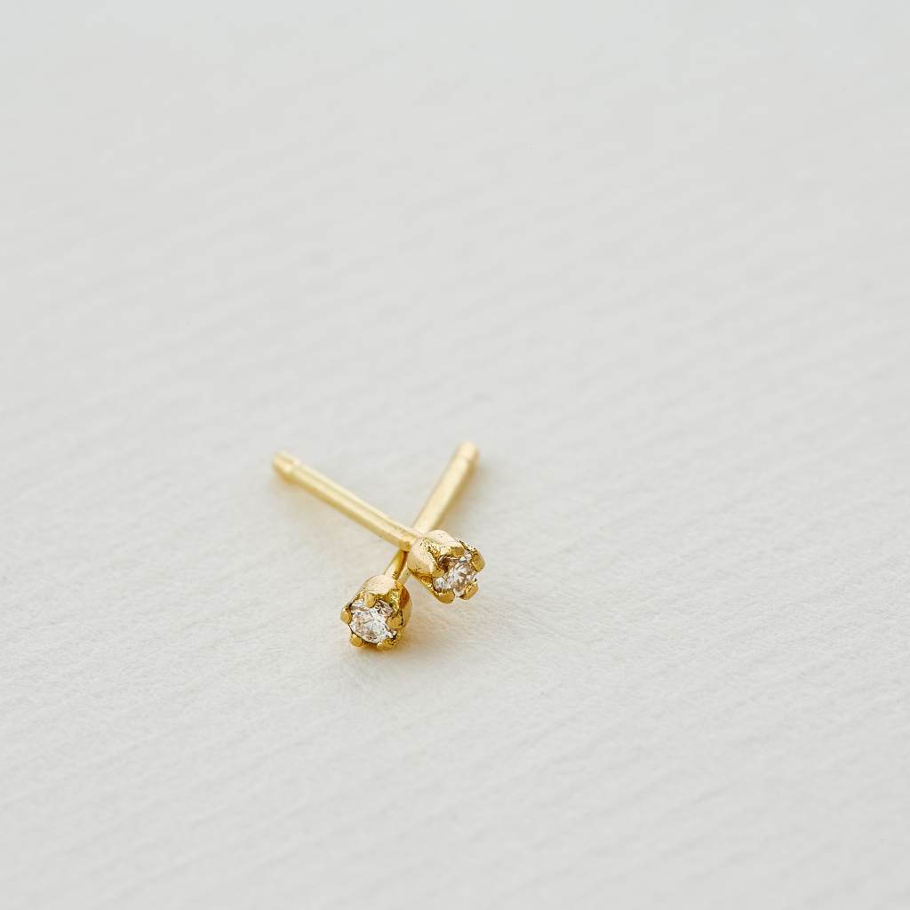 A.M. Teeny Tiny Diamond Stud Earrings 18ct Solid Gold