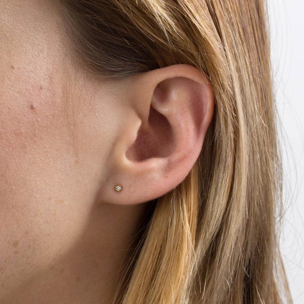 A.M. Teeny Tiny Diamond Stud Earrings 18ct Solid Gold