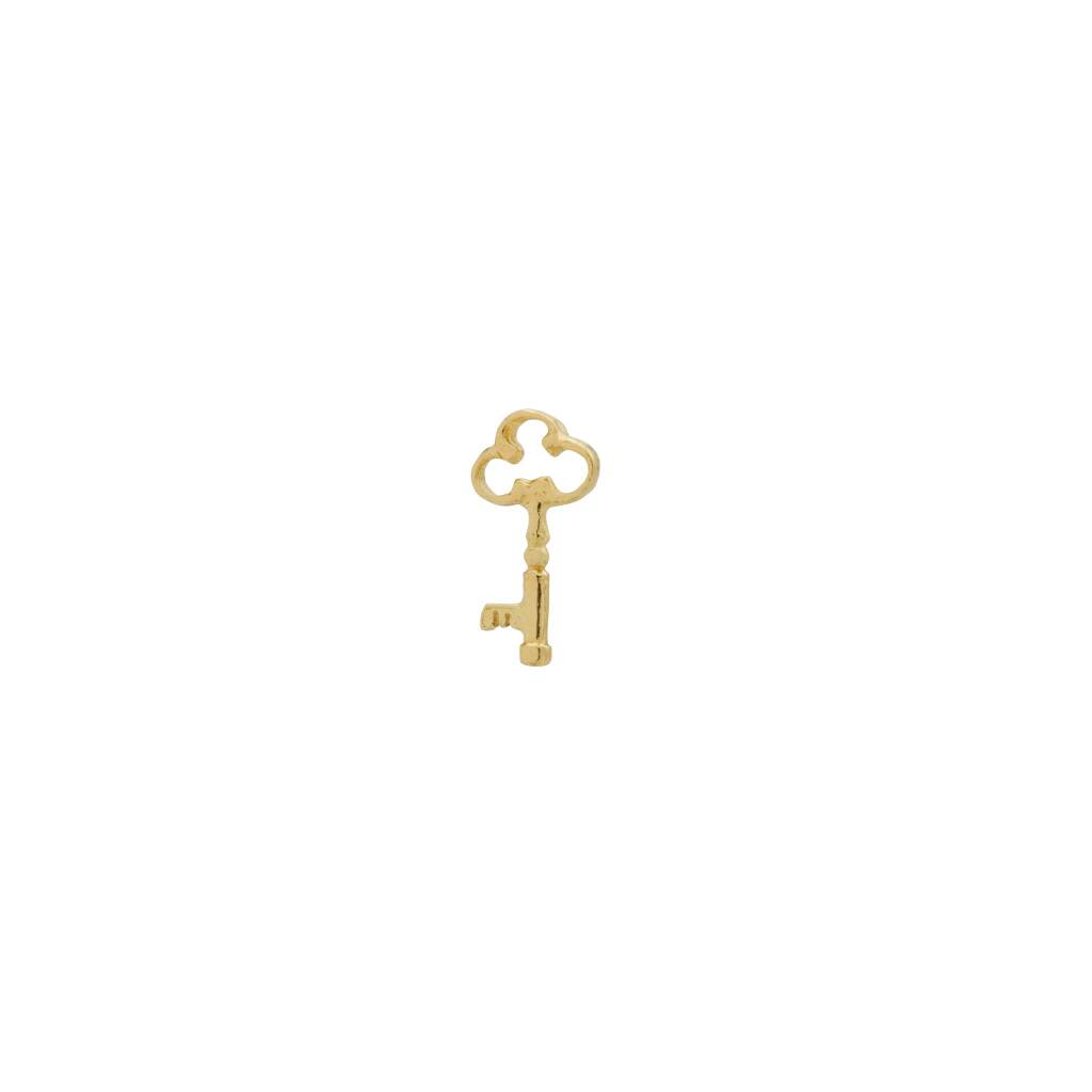 A.M. Teeny Tiny Garden Key Single Stud Earring 18ct Solid Gold