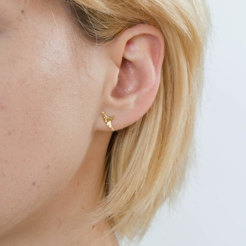 A.M. Teeny Tiny Swallow Stud Earrings 18ct Solid Gold
