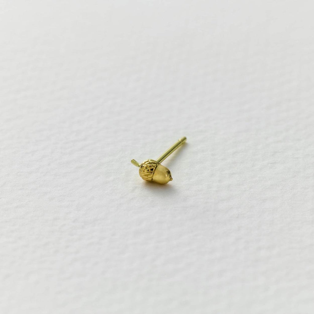A.M. Teeny Tiny Acorn Single Stud Earring 18ct Solid Gold